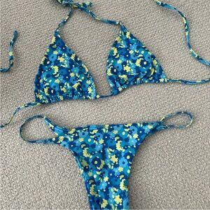 Floral Blue and Yellow Bikini Set